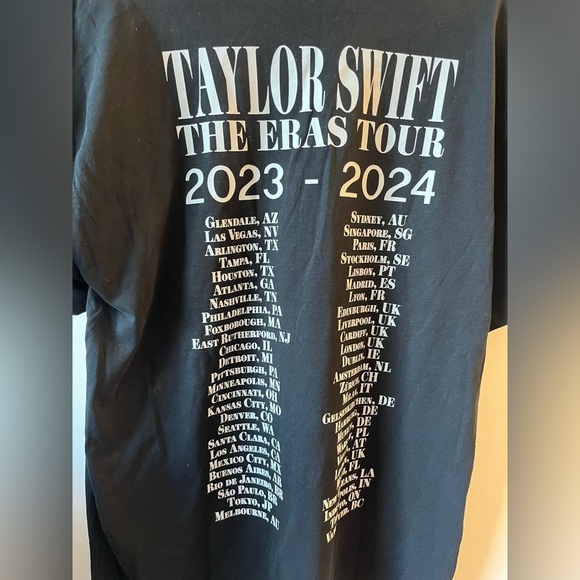 Taylor Swift The Eras Tour Concert Tee Merch Black Tee Medium - Picture 8 of 9